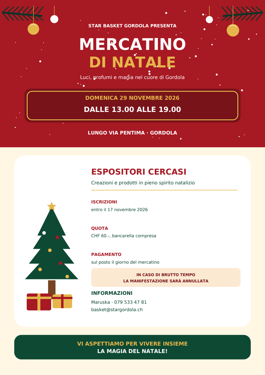 Locandina Mercatino di Natale a Gordola 2026